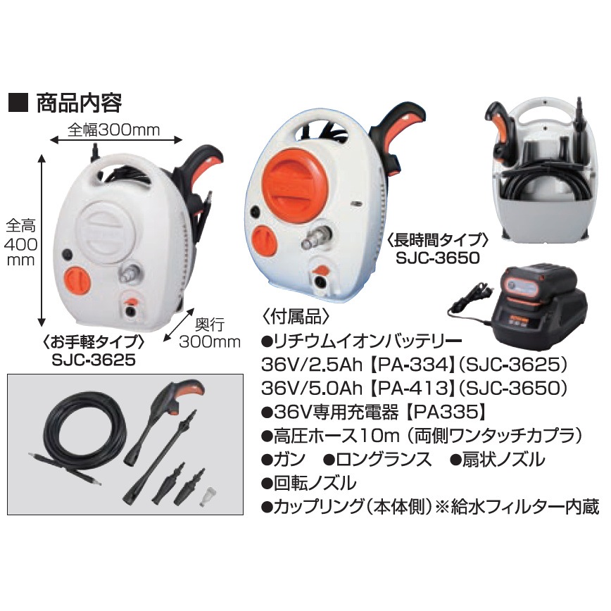 送料無料】工進 充電式 高圧洗浄機 長時間タイプ 36V 5.0Ah スマート
