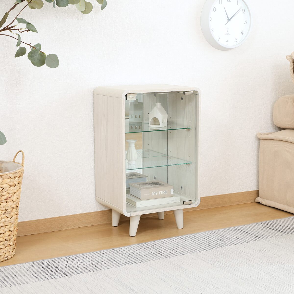 【送料無料】不二貿易 コレクションシェルフ クレール ミドル ホワイトウォッシュ FBC667-1 【メーカー直送・代引不可・置配不可・配送地域限定】