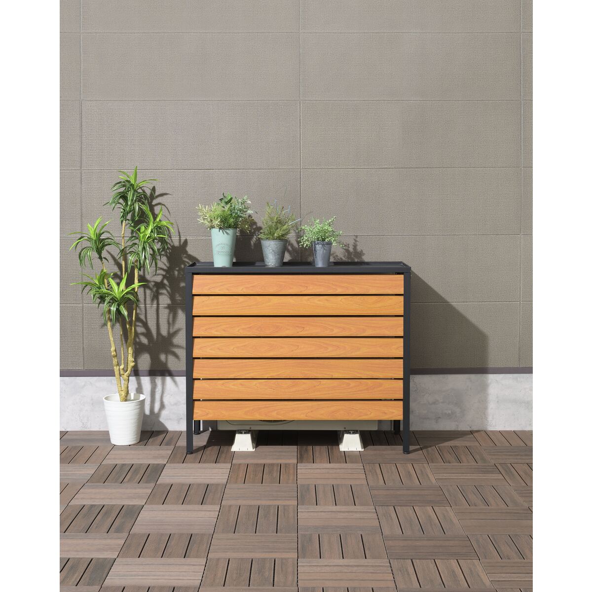 送料無料】サンカ アルミ室外機カバー ルーバー大型 ブラック ASC-LLBK