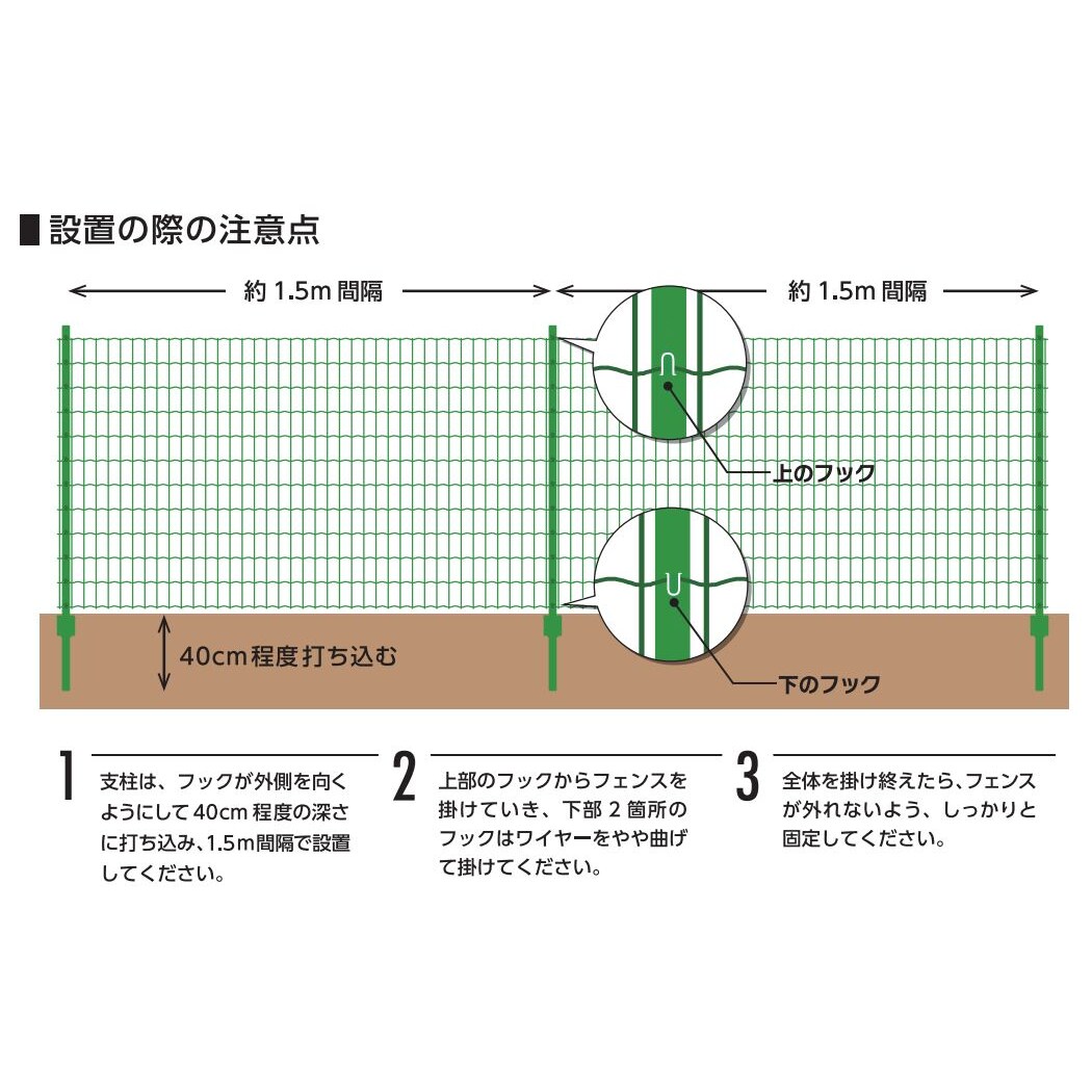 fencerさん専用出品 楽天市場】アニマルガードフェンス 1.2m×20m 支柱 11本付