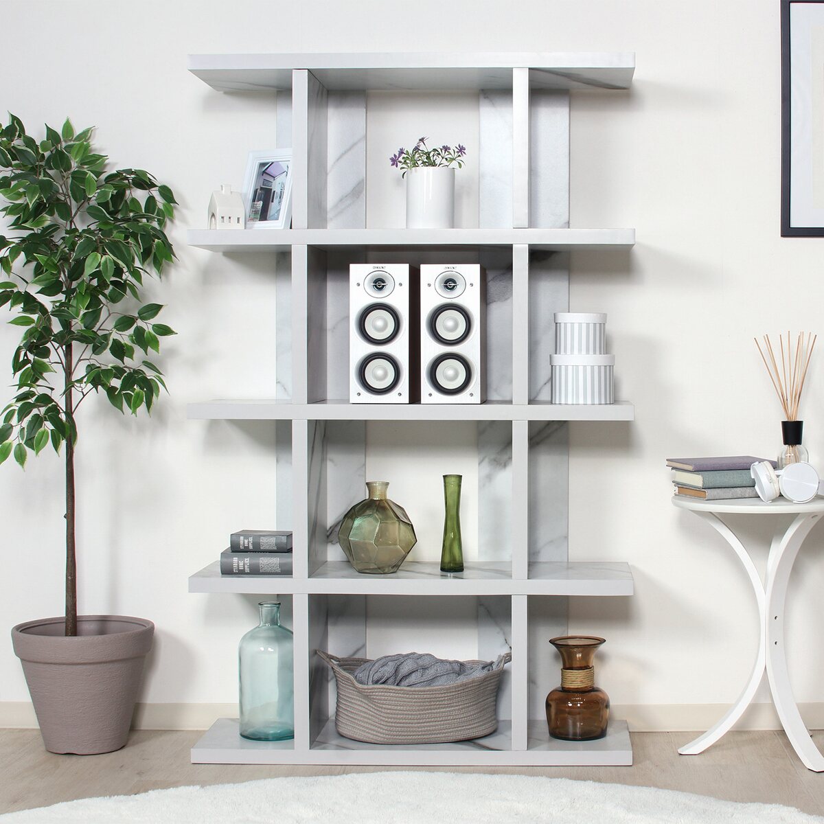 送料無料】不二貿易 FUGAオープンシェルフ5段 大理石 FG-905SH