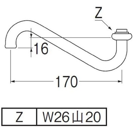 サンエイ SANEI 上向自在パイプ PA17J-60X-16