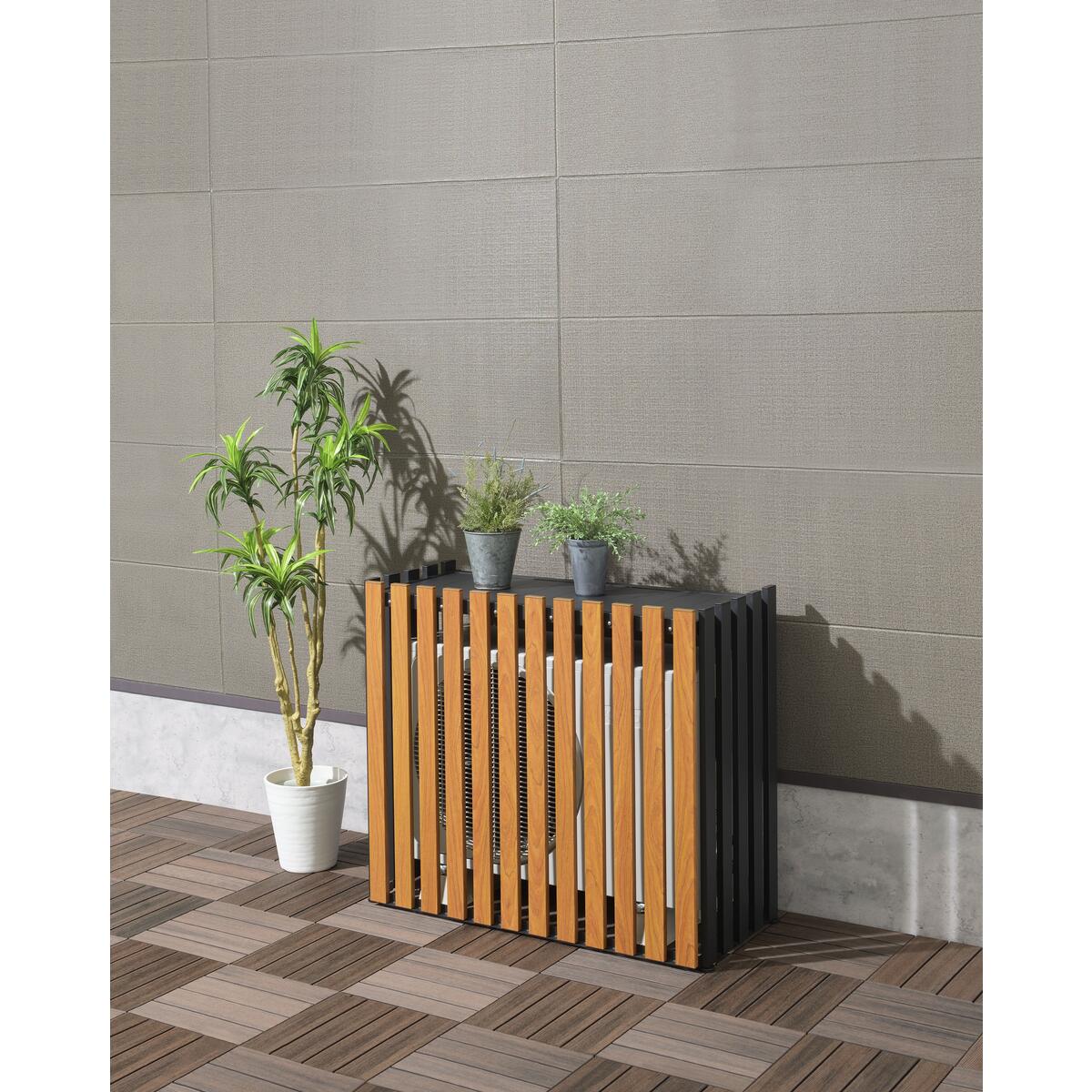 送料無料】サンカ アルミ室外機カバー 縦格子標準 ブラック ASC-TRBK