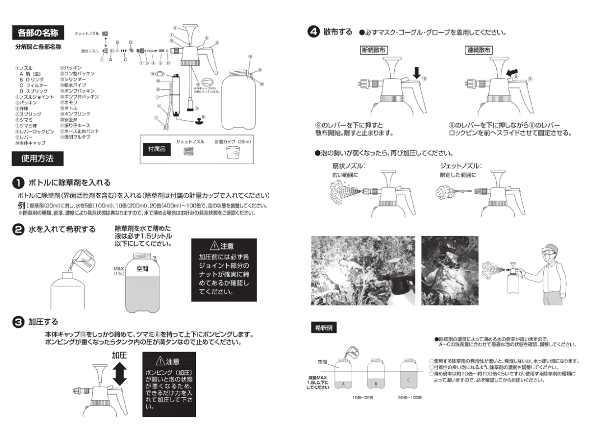 マルハチ産業 蓄圧式 発泡スプレー ガーデン フォーミー 除草剤用 1.5L GF1500