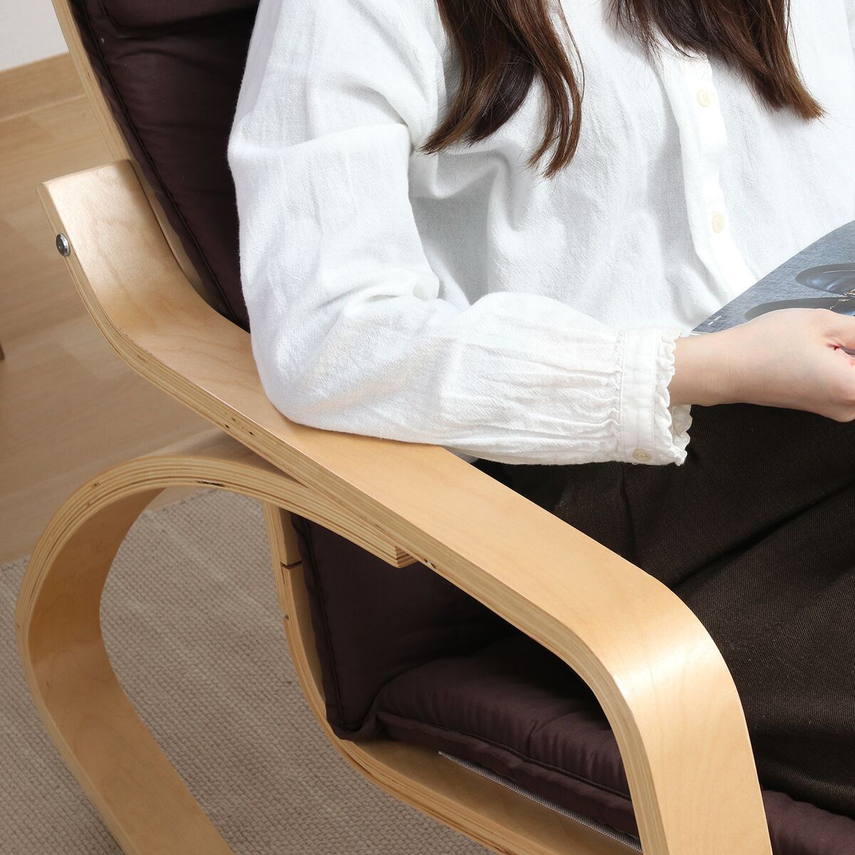 送料無料】不二貿易 リラックスチェアー スリム BR ロッキングタイプ