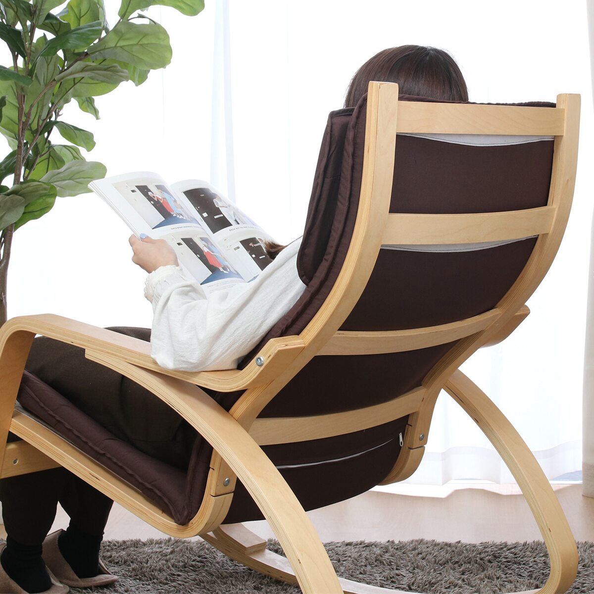 【新品・送料無料】リラックスチェア― スリム ロッキングタイプ BR 送料無料】不二貿易 リラックスチェアー スリム BR ロッキングタイプ