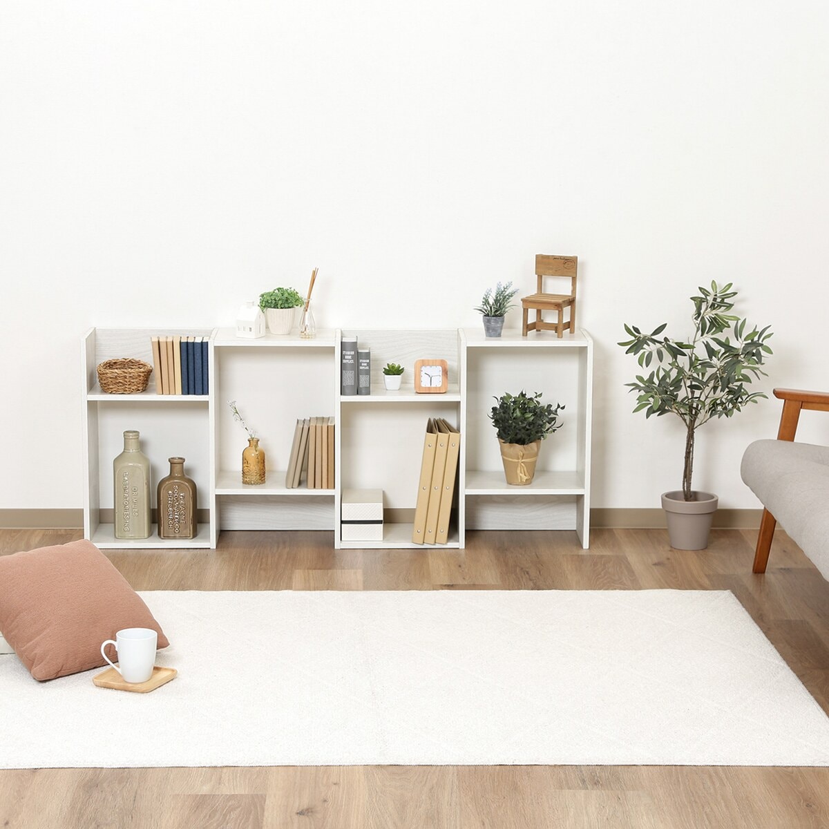 送料無料】不二貿易 S型ディスプレイラック4段 ホワイトウォッシュ