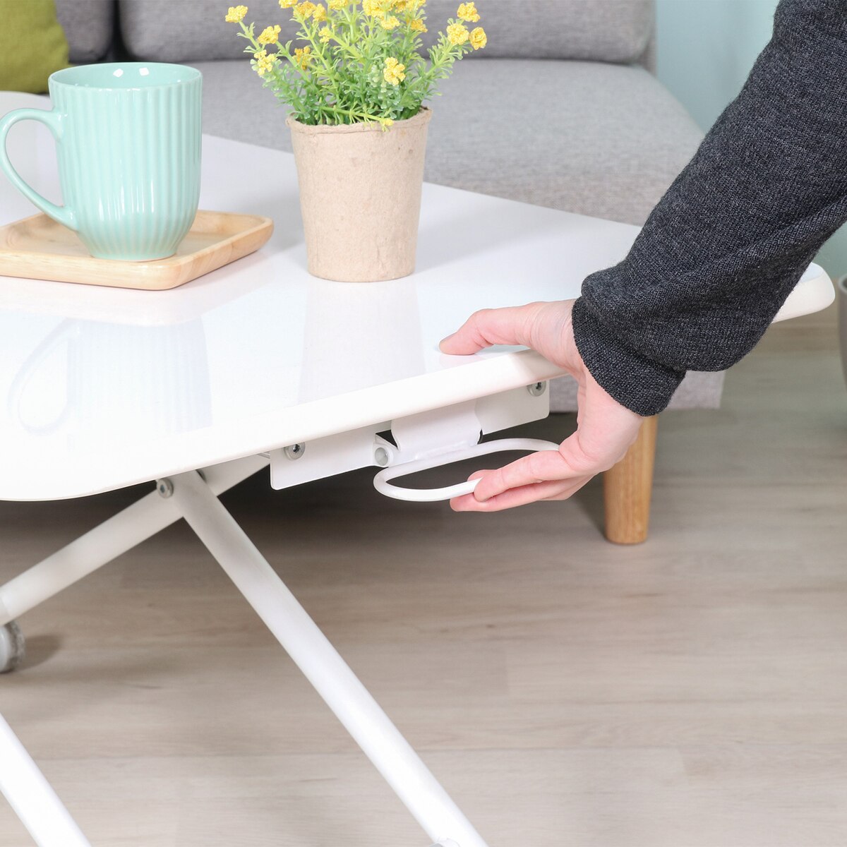 送料無料】不二貿易 ガス昇降式テーブル PUWH HK-5011-526WH