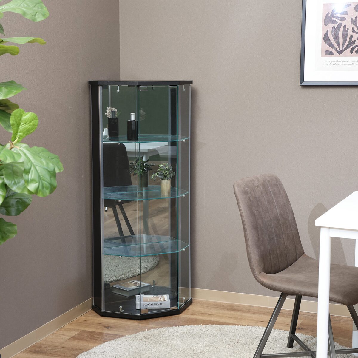 メーカー直送】不二貿易 ガラスディスプレイケース3段ワイドBK 不二  