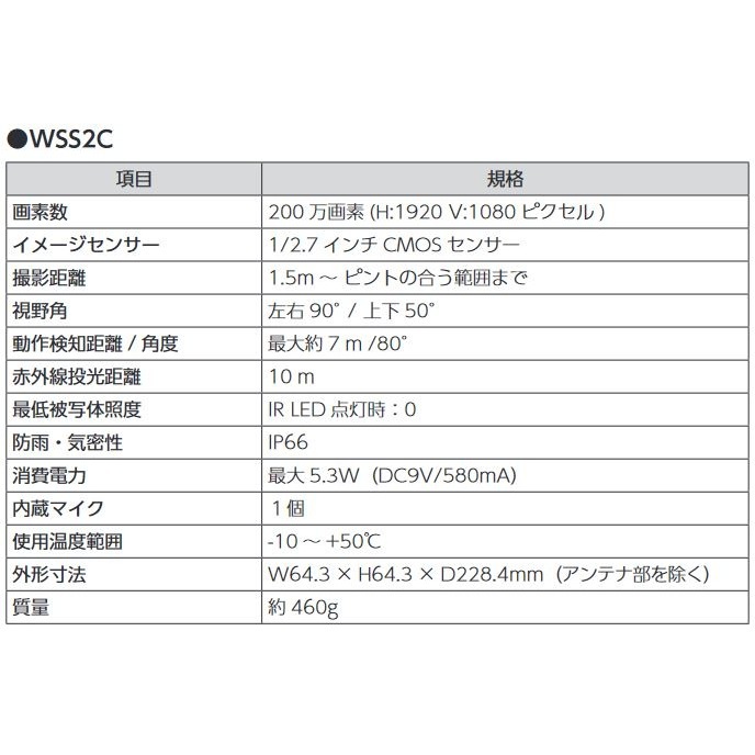 【送料無料】デルカテック 増設用ワイヤレスフルHDカメラ WSS2C DXアンテナ