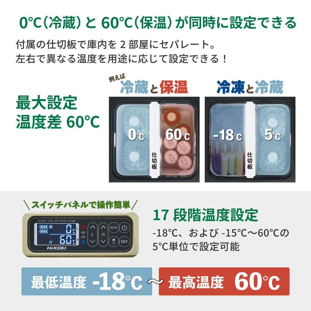 送料無料】【蓄電池2個付き】ハイコーキ HiKOKI 18Vコードレス冷温庫