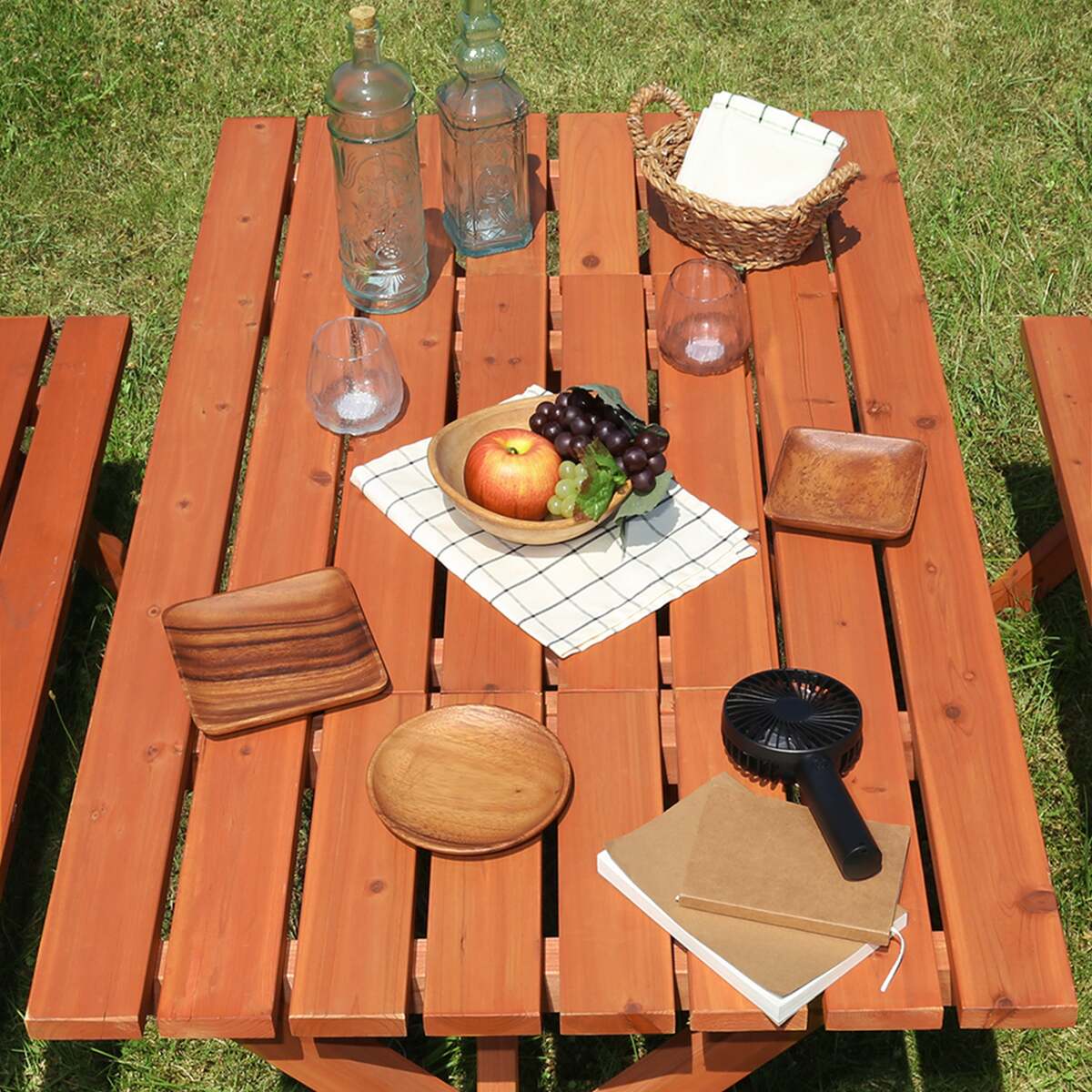 送料無料】不二貿易 杉材 BBQテーブル&ベンチセット コンロスペース付