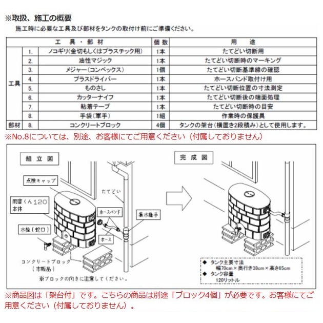 送料無料】タキロン 雨水貯留タンク 雨音くん 120リットル