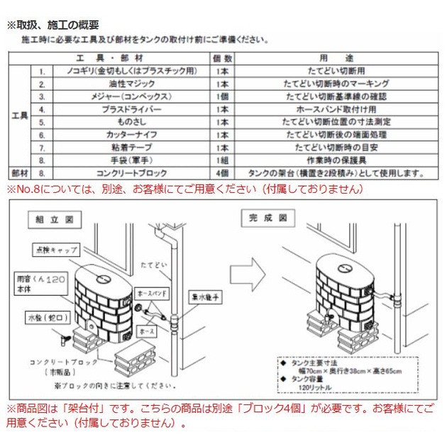 【送料無料】タキロン 雨水貯留タンク 雨音くん 120リットル