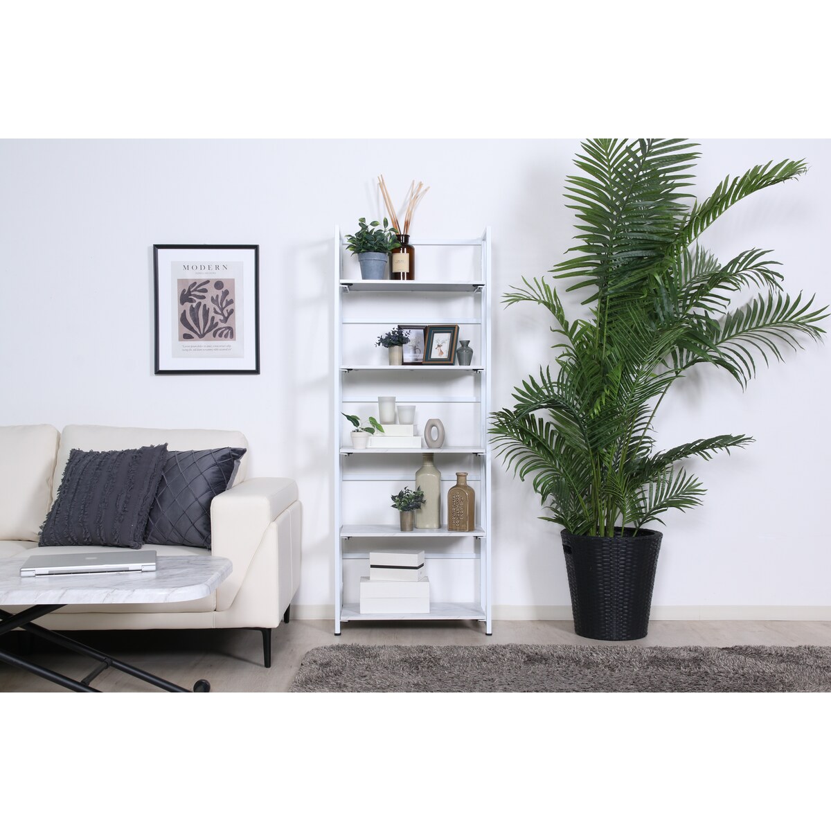 送料無料】不二貿易 折りたたみシェルフ アロン5段 ストーン FBC986-B  