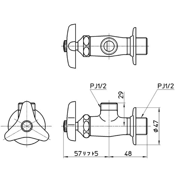 サンエイ SANEI アングル化粧バルブ 共用形 JV24A-13
