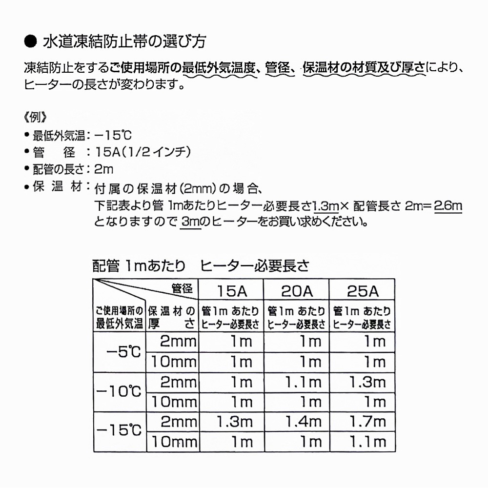 山清電気 水道凍結防止ヒーター2m HCE-2