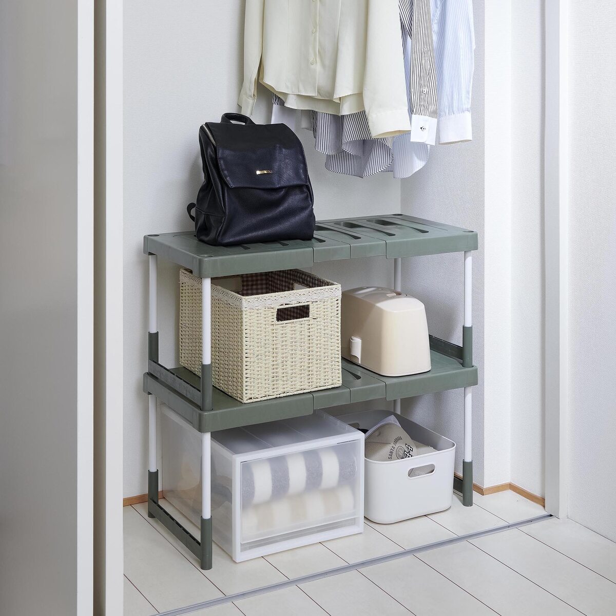 伸晃 クローゼット・押入れフリーラック 伸縮タイプ 2台入り CO-RG2T