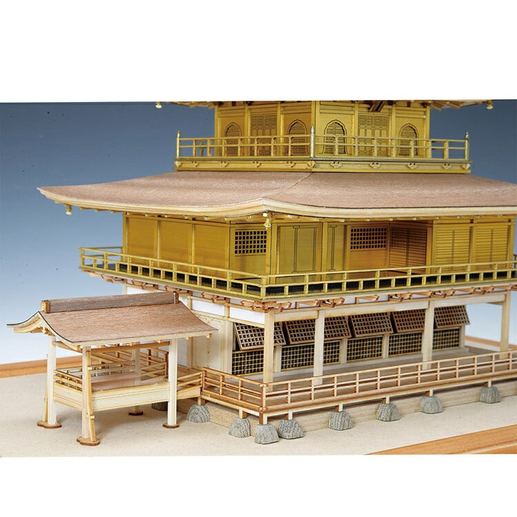 完成品　Woody JOE/ウッディジョー 1/75 金閣　白木作り【組立済み】 woody JOE ウッディジョー 鹿苑寺 金閣 良い 1/75 木製建築模型 金閣寺