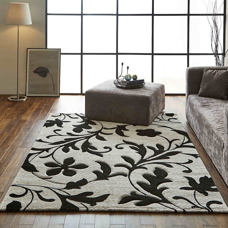 送料無料】トルコ製 ウィルトンラグ ネム 133×190cm ブラック 耐久性の