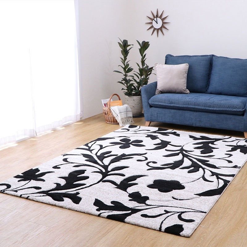 送料無料】トルコ製 ウィルトンラグ ネム 160×230cm ブラック 耐久性の