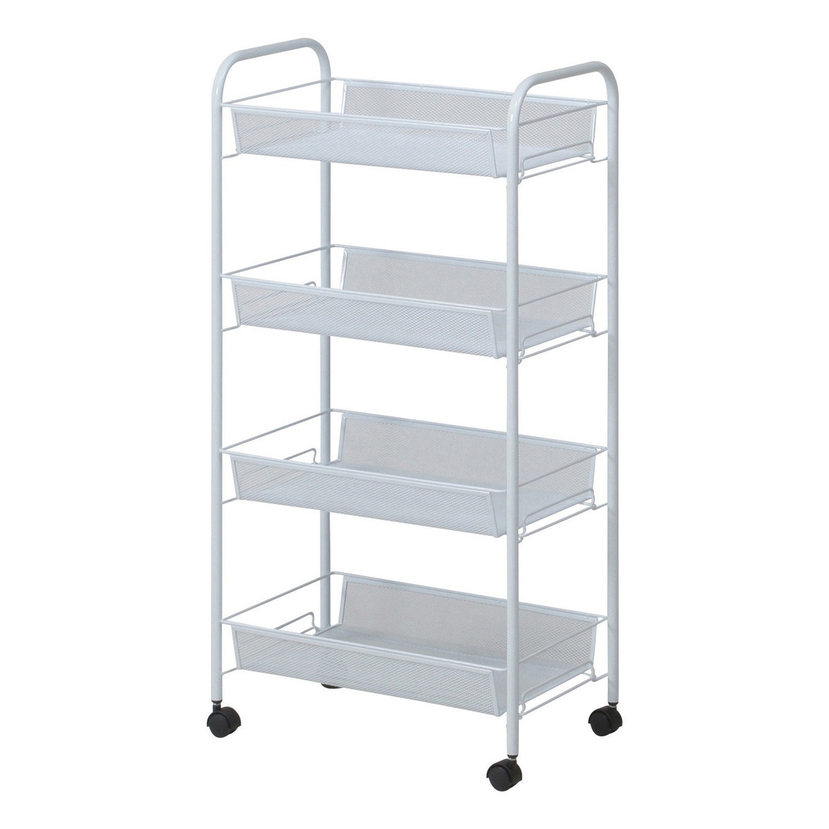 【送料無料】不二貿易 メッシュ トローリー4段WH LD01-629-1 【メーカー直送・代引不可・置配不可・配送地域限定】