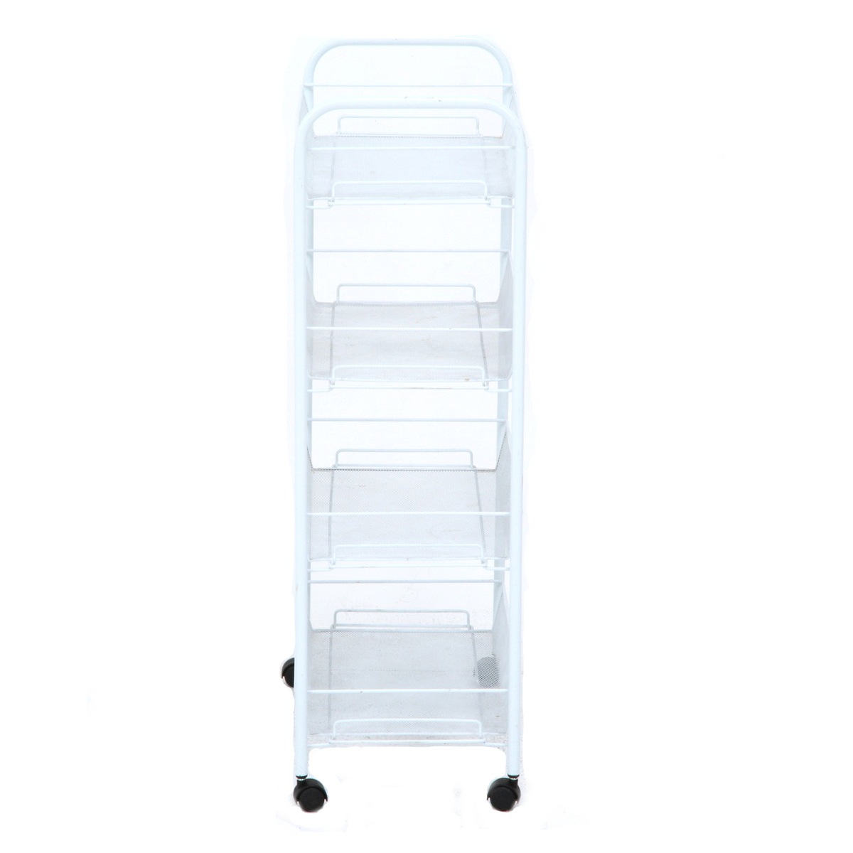 【送料無料】不二貿易 メッシュ トローリー4段WH LD01-629-1 【メーカー直送・代引不可・置配不可・配送地域限定】