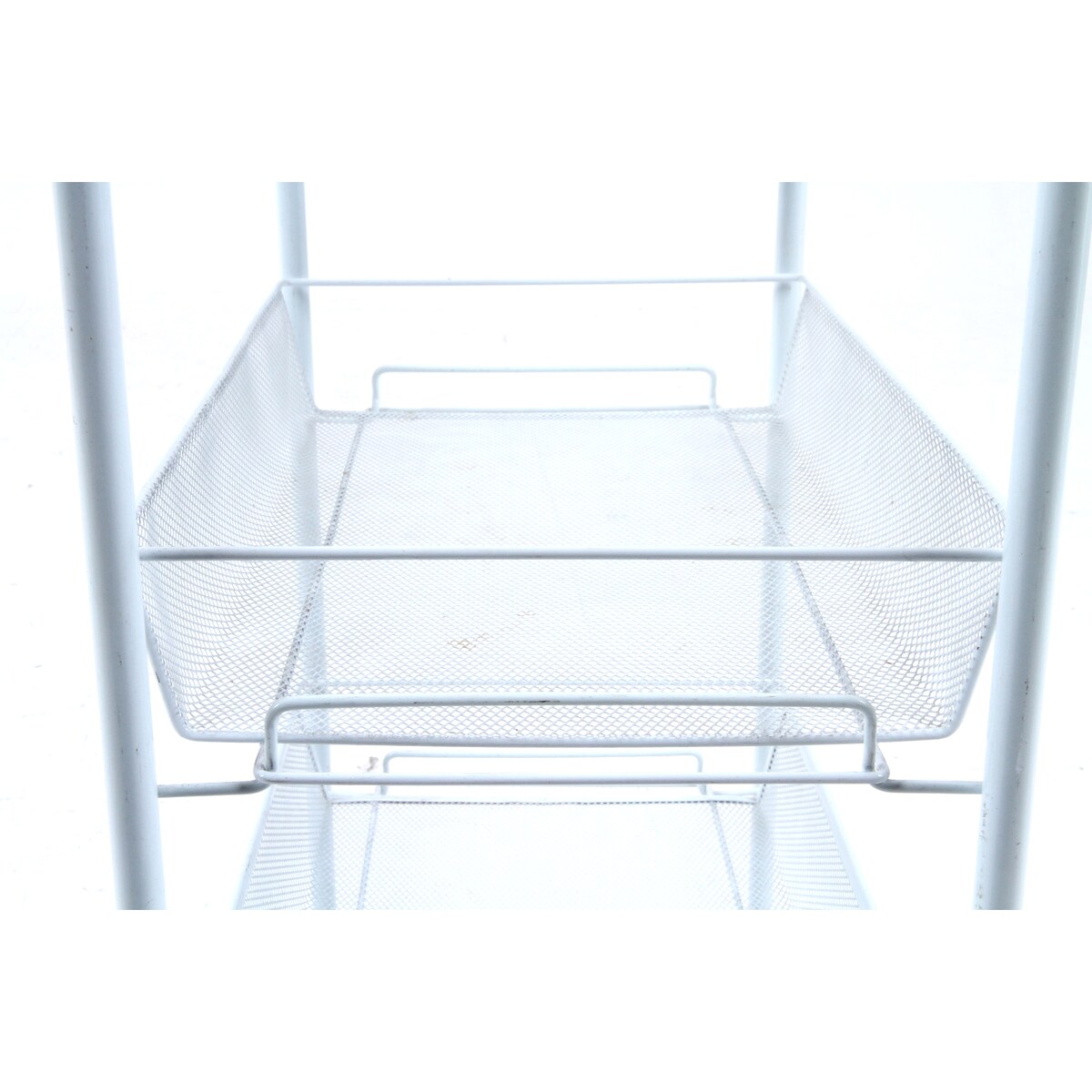 【送料無料】不二貿易 メッシュ トローリー4段WH LD01-629-1 【メーカー直送・代引不可・置配不可・配送地域限定】