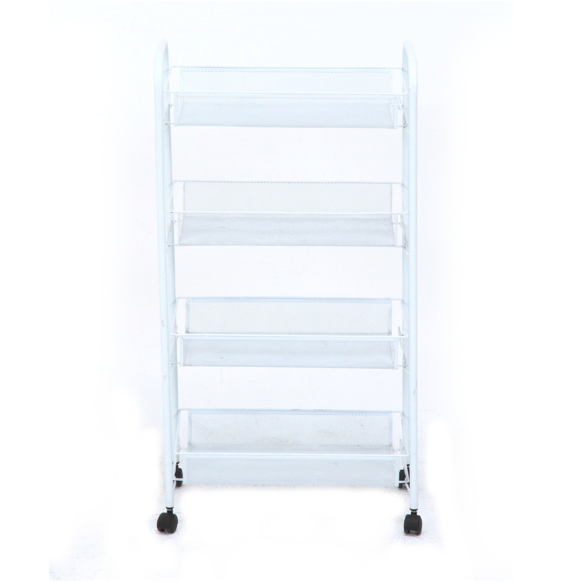 【送料無料】不二貿易 メッシュ トローリー4段WH LD01-629-1 【メーカー直送・代引不可・置配不可・配送地域限定】
