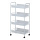【送料無料】不二貿易 メッシュ トローリー4段WH LD01-629-1 【メーカー直送・代引不可・置配不可・配送地域限定】