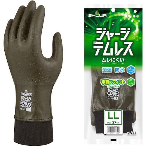 ショーワグローブ ジャージテムレス オリーブグリーン LLサイズ NO283-LL-OG