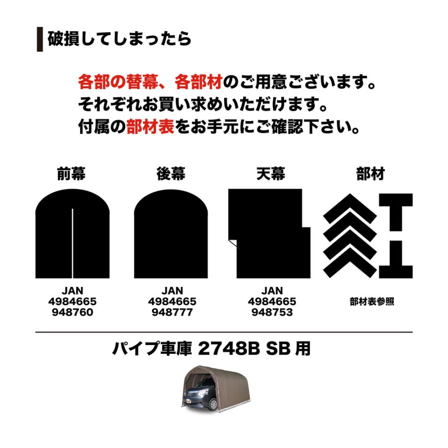 【送料無料】【法人限定】南栄工業 パイプ車庫 ベース式 中型BOX用 2748BSB 【メーカー直送・代引不可・置配不可・配送地域限定】