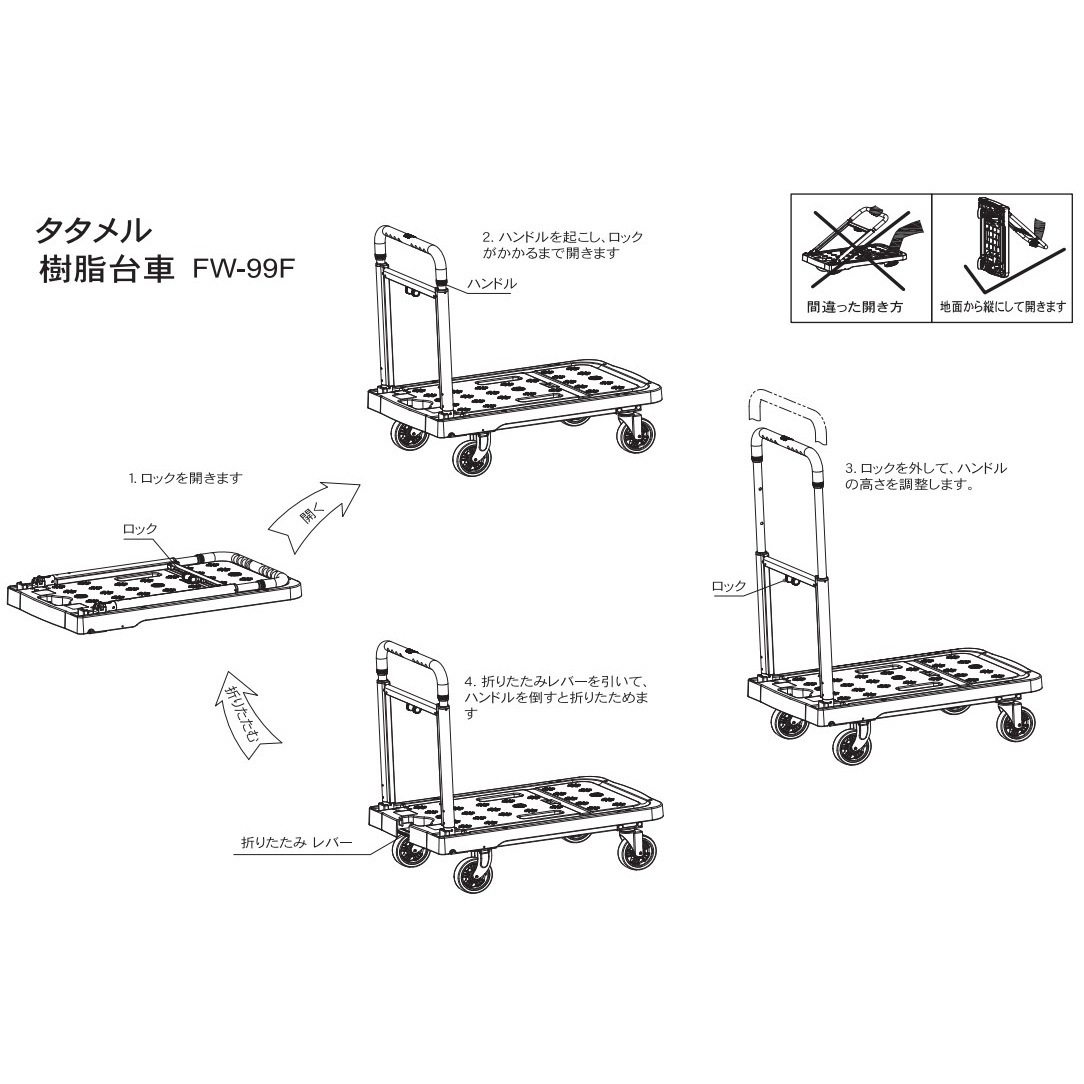 【送料無料】ウイザ WIZA タタメル 樹脂台車 耐荷重80kg FW-99F アークランズ