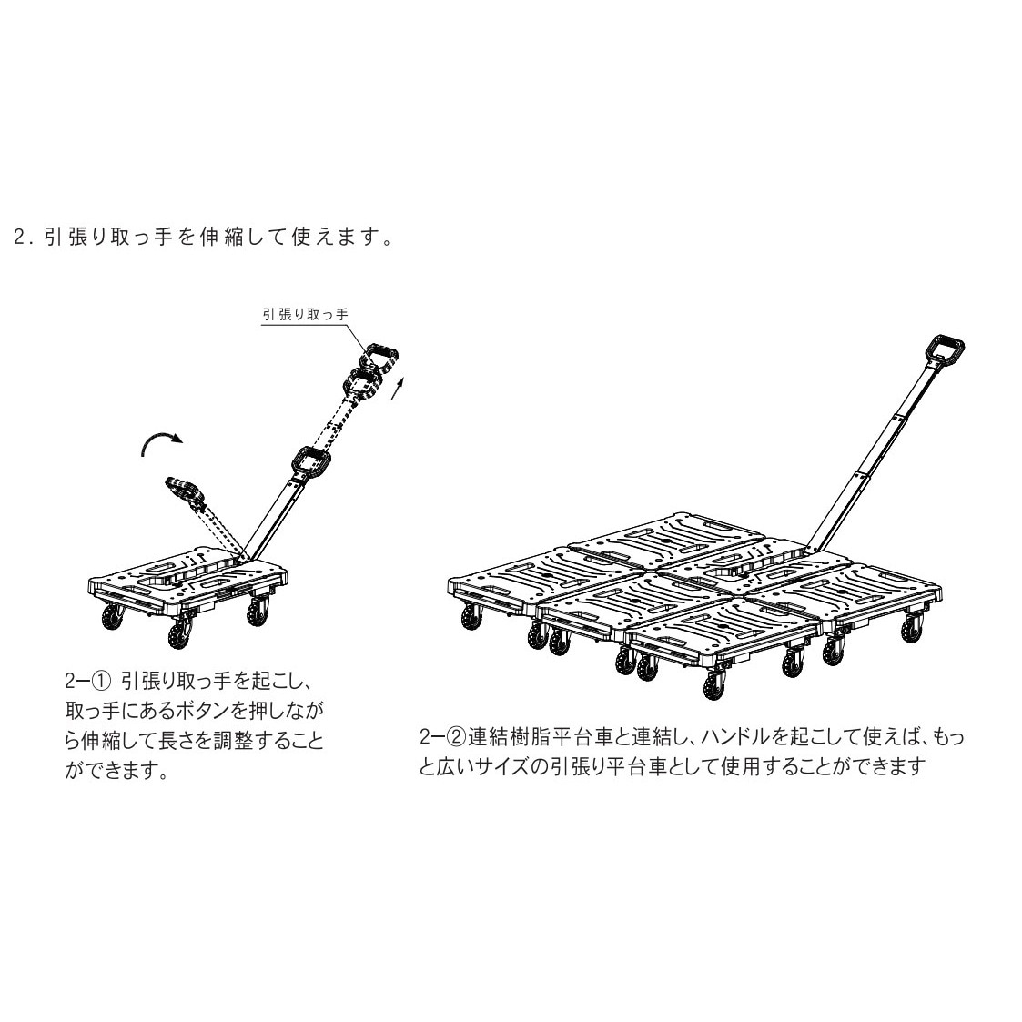 送料無料】ウイザ WIZA タタメル 引張り連結樹脂 平台車 耐荷重