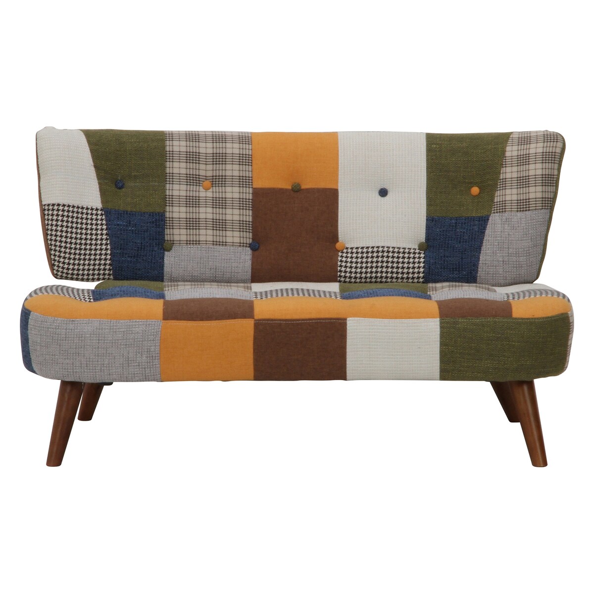 【エコ】2way パッチワークソファ マルチカラー　不二貿易 不二貿易 ソファ ソファー 2人掛け 北欧 パッチワーク 2人掛け