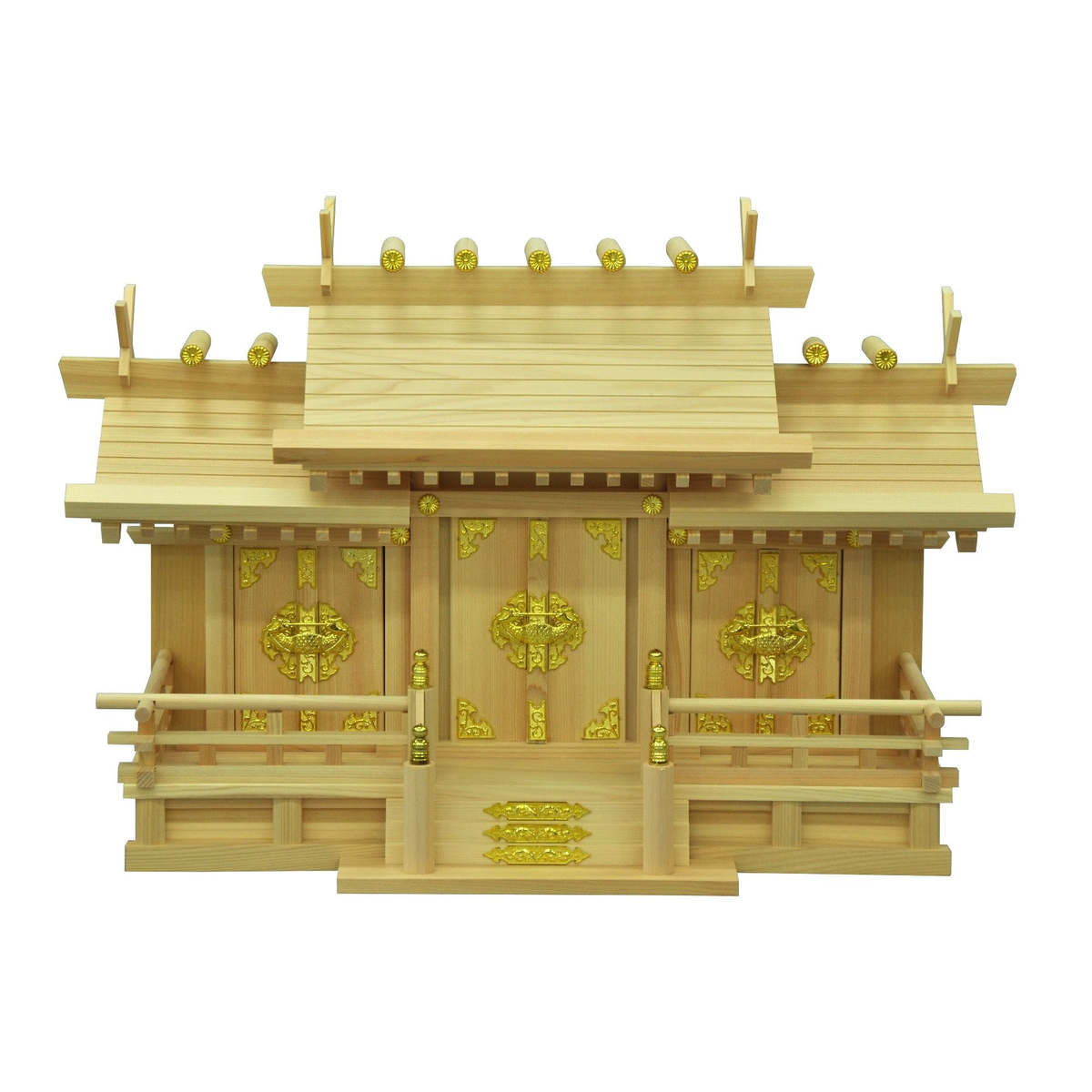 【送料無料】欠品中 2月上旬入荷予定　エイ・アイ・エス 国産 お神札が簡単に入る神棚 三社中謙信 NA 【メーカー直送・代引不可・置配不可】