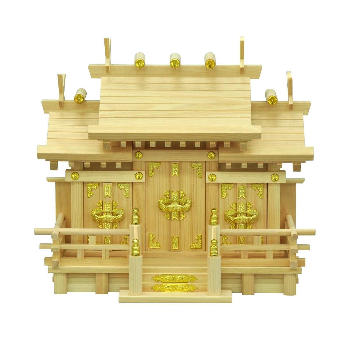 【送料無料】エイ・アイ・エス 国産 お神札が簡単に入る神棚 三社特小謙信 NA 【メーカー直送・代引不可・置配不可】