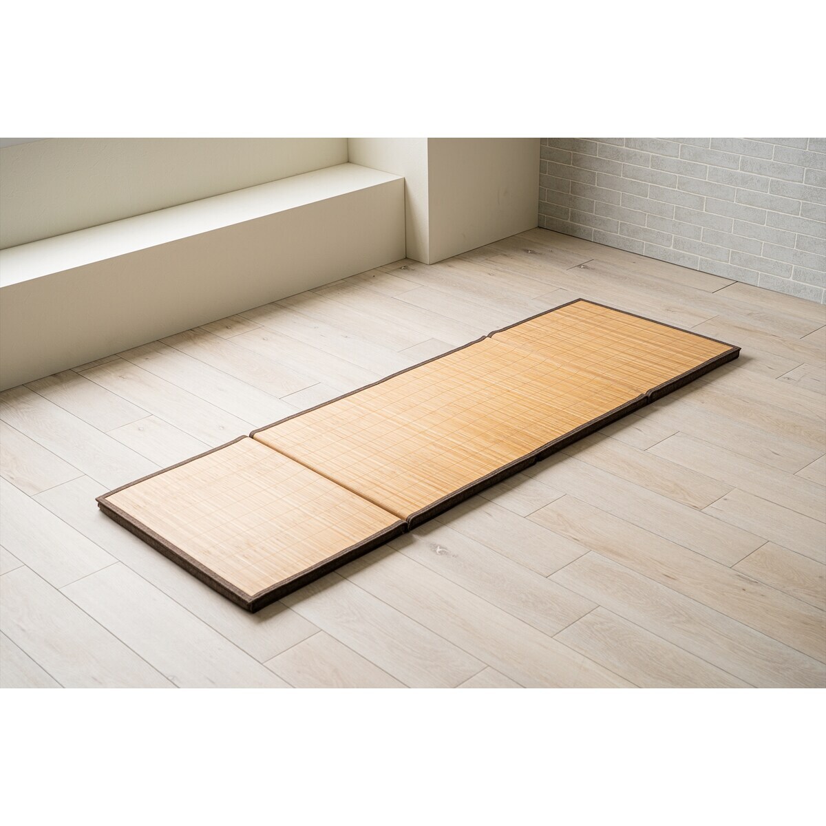 【送料無料】竹マット プレーン 四つ折り 約60×180cm 冷感 ブラウン 【メーカー直送・代引不可・置配不可・配送地域限定】