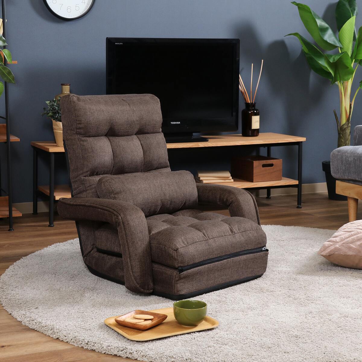 回転リクライニングチェアダークブラウン DBR〔組立品〕〔代引不可〕お得な セール 高座椅子フットレスト付 ルーム DBR ダークブラウン 組立品