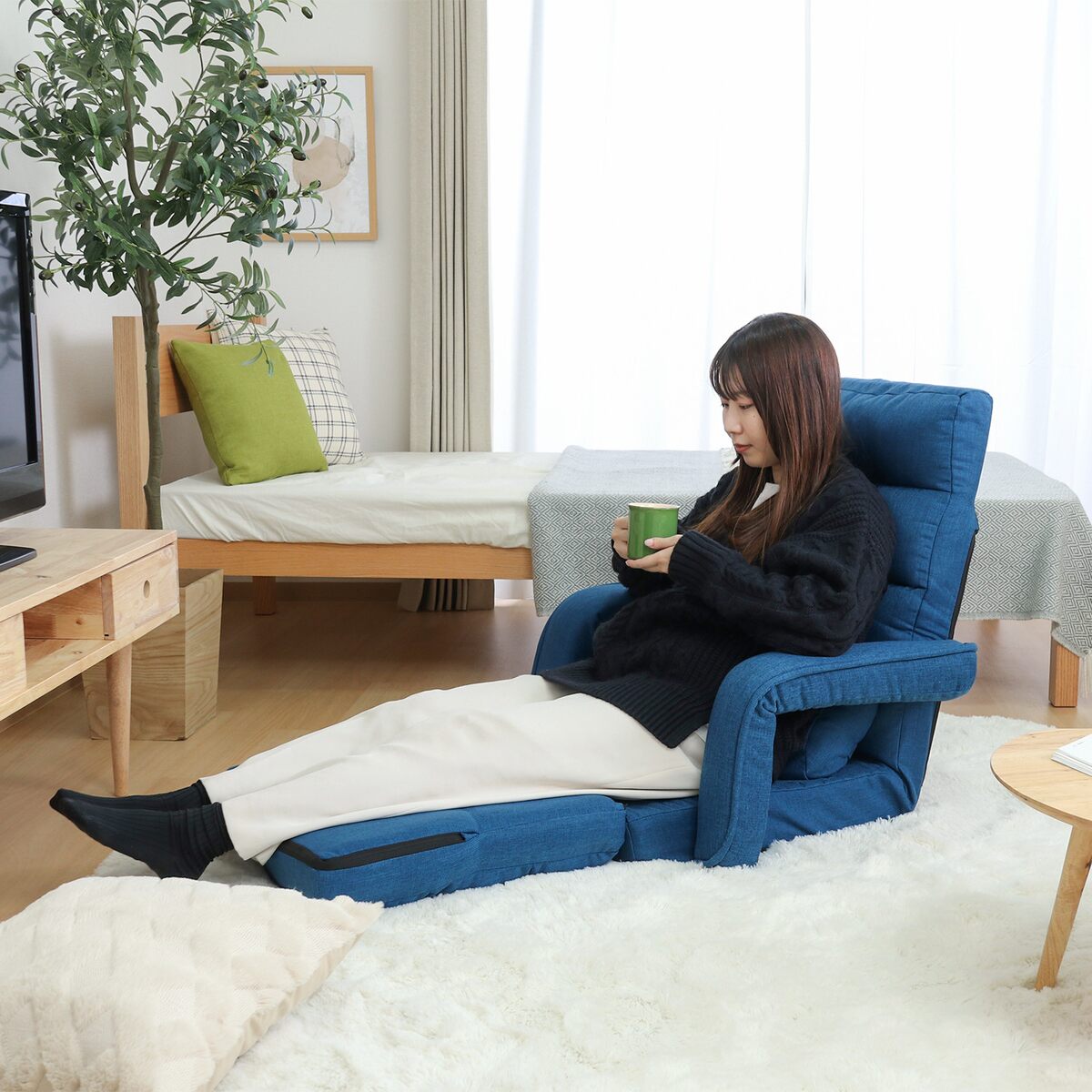 送料無料】欠品2月中旬入荷予定 不二貿易 4WAY座椅子 0212 ネイビー