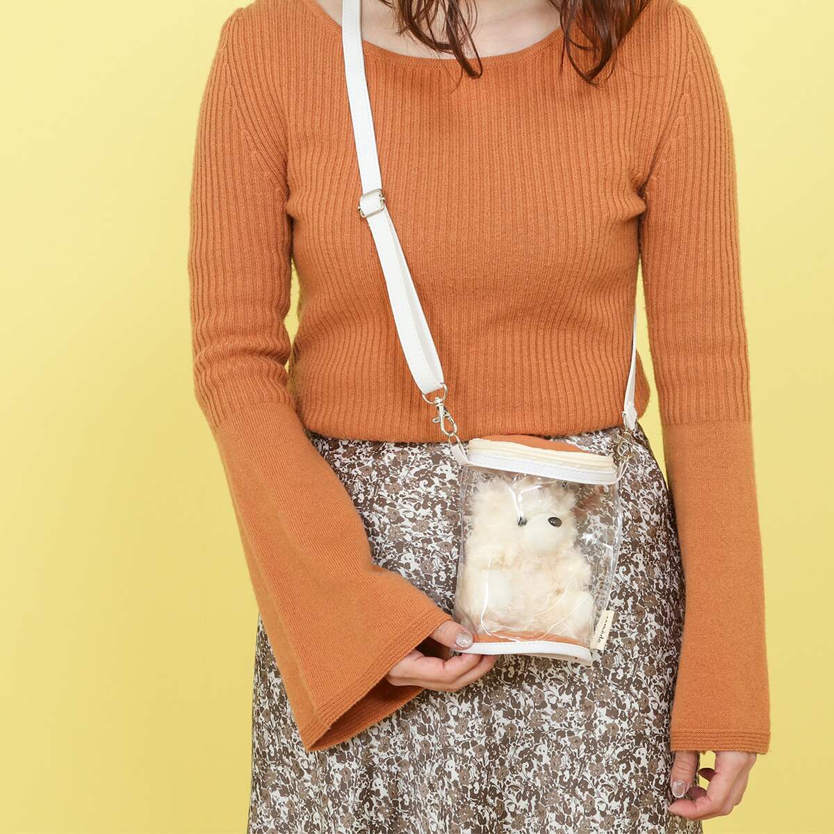 送料無料】推し活 ぬいぐるみクリアバッグ オレンジ 53933×6個 セット