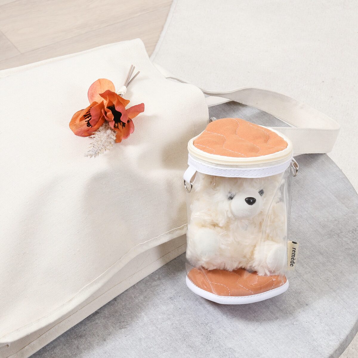 送料無料】推し活 ぬいぐるみクリアバッグ オレンジ 53933×6個 セット