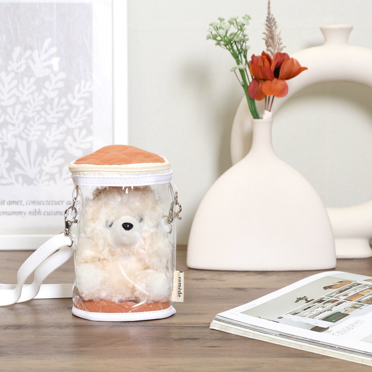 送料無料】推し活 ぬいぐるみクリアバッグ オレンジ 53933×6個 セット