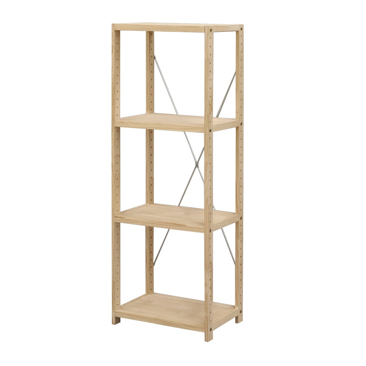 パイン材　4段オープンシェルフ　2個セット　モンテ棚　フリーラックポール パイン材 4段オープンシェルフ 2個セット モンテ棚 フリーラック