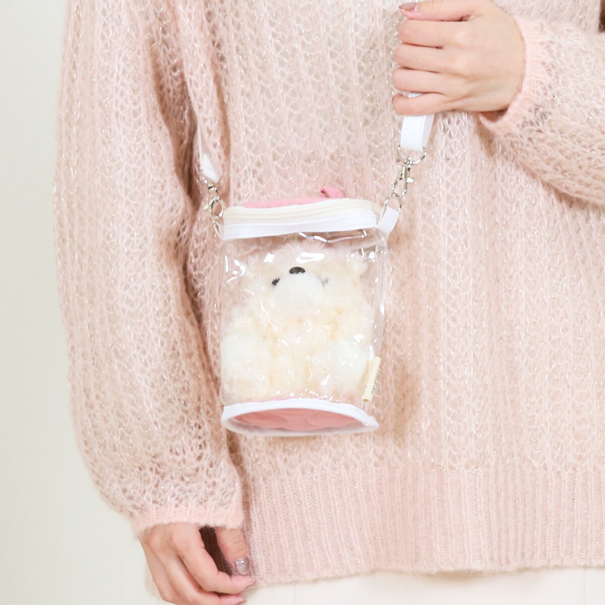 送料無料】推し活 ぬいぐるみクリアバッグ ピンク 53935×6個 セット