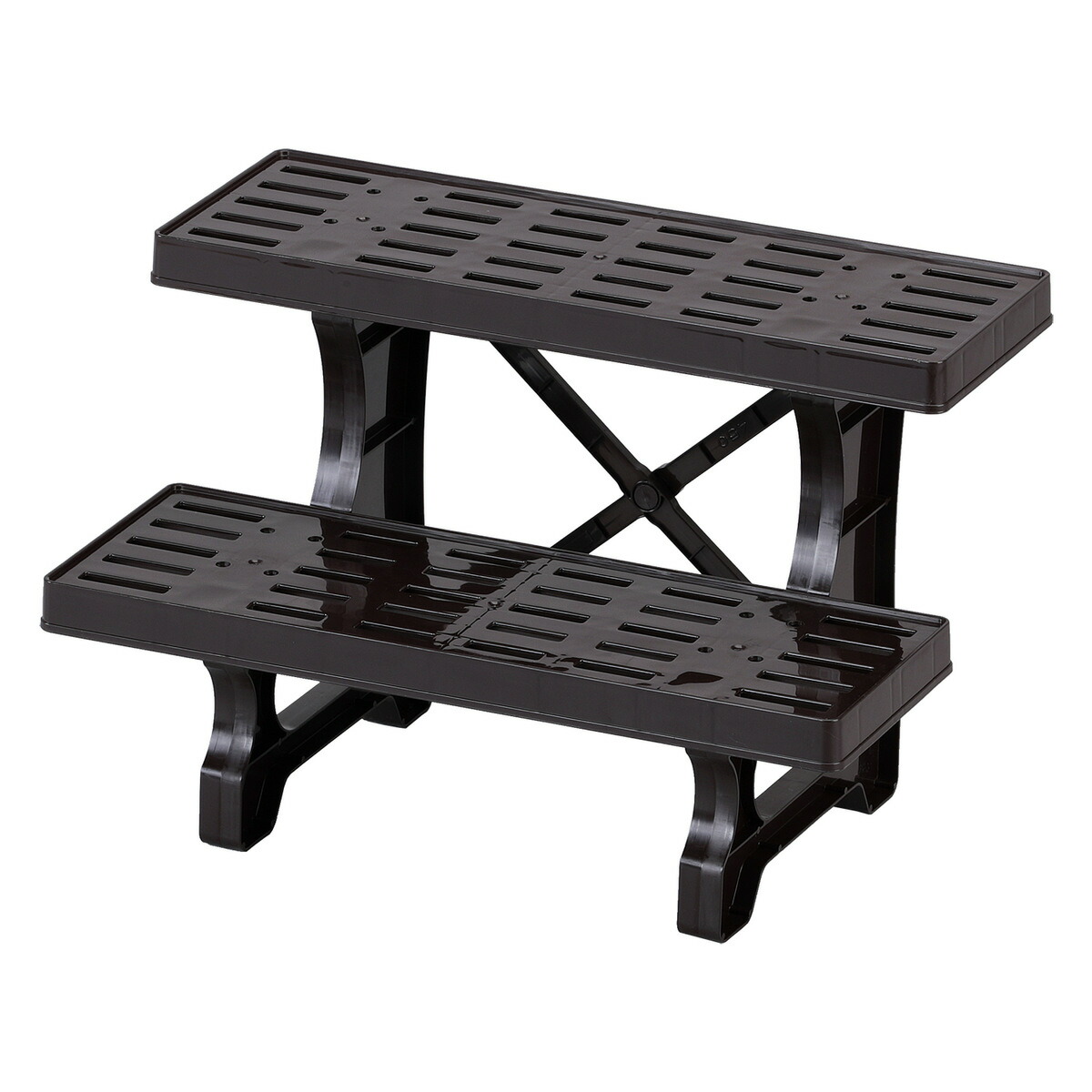 〔2個セット〕 フラワースタンド 約幅285mm ハイタイプ スクエア型 ホワイト 木製 moku プランタースタンド ガーデニング用品〔代引不可〕 フラワースタンド 2段の通販