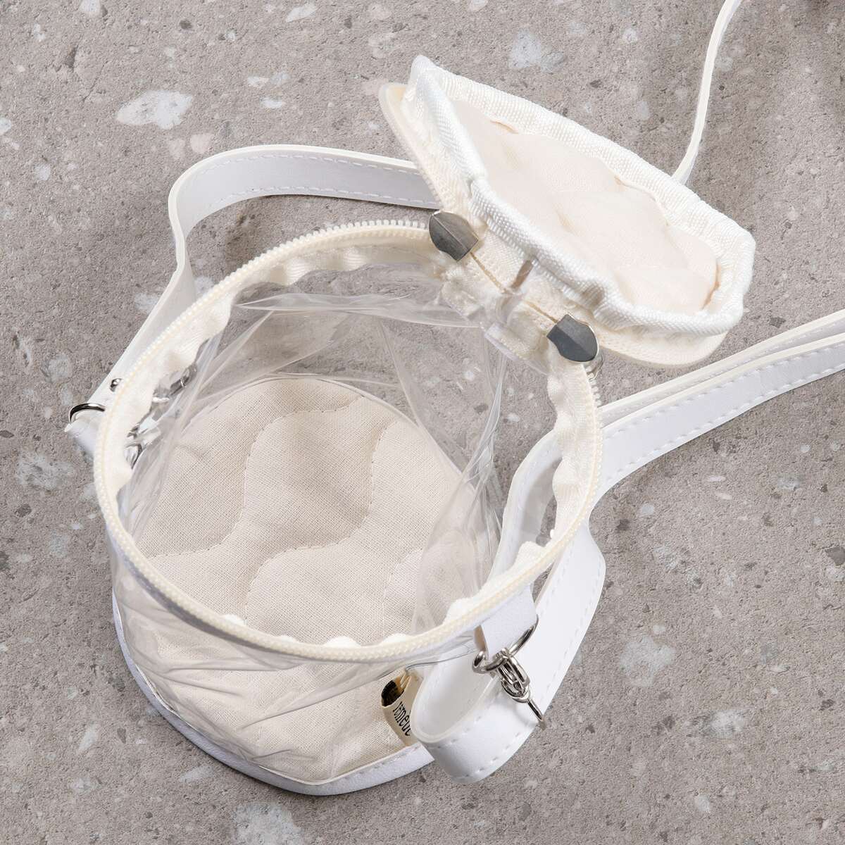 送料無料】推し活 ぬいぐるみクリアバッグ アイボリー 53939×6個