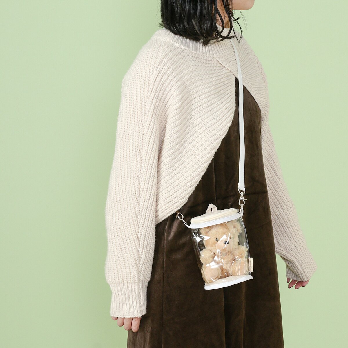 送料無料】推し活 ぬいぐるみクリアバッグ アイボリー 53939×6個