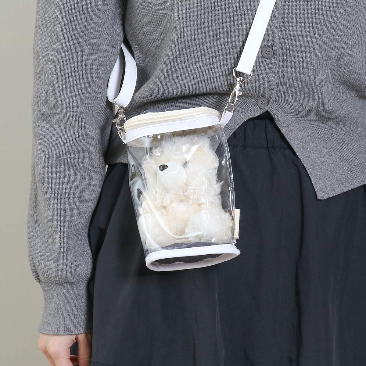 送料無料】推し活 ぬいぐるみクリアバッグ グレー 53940×6個 セット