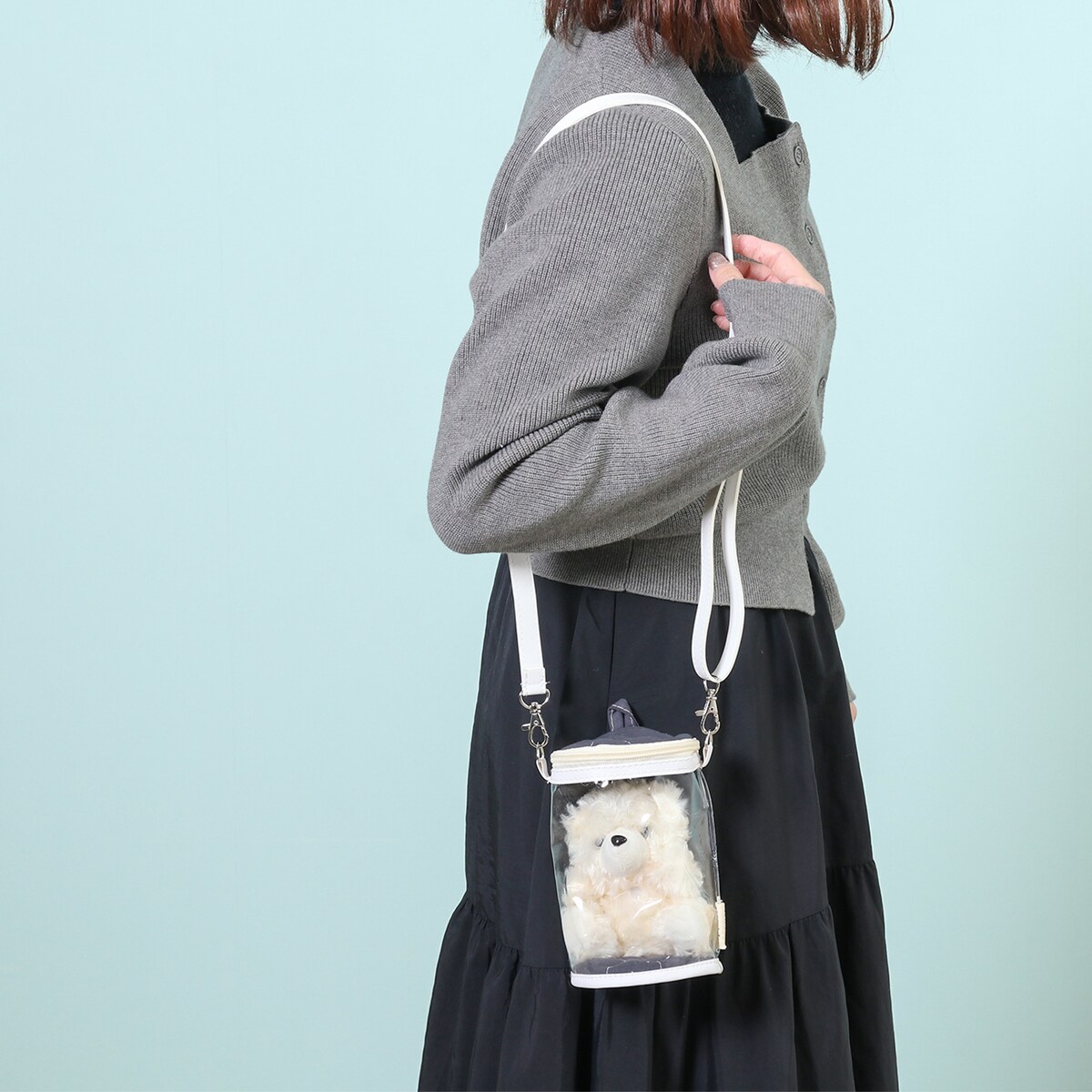 送料無料】推し活 ぬいぐるみクリアバッグ グレー 53940×6個 セット